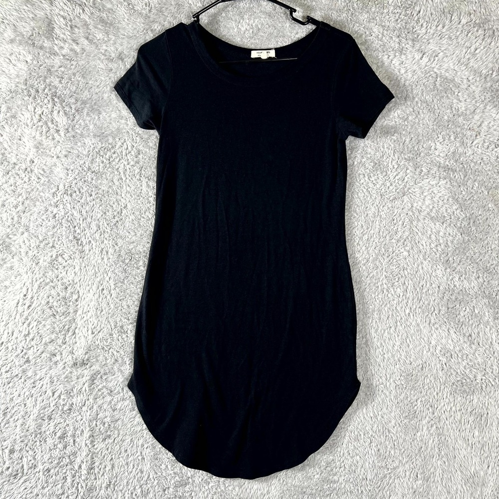 Heart & Hips Affordable Luxury T Shirt Dress Women Medium Black Cotton Round Hem